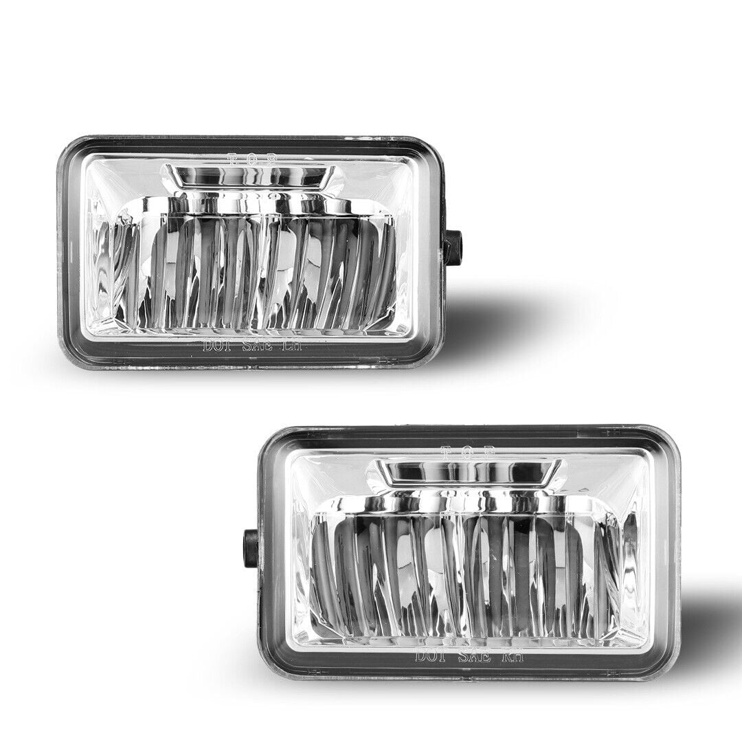 LED Fog Lights For 2015-2020 Ford F-150 w/o Fog Light Brackets Assembly Rectangle Lamps Clear Lens Pair