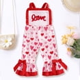 thumbnail image 2 of Staki Bell Bottom Romper for Women Toddler Baby Girl Valentines Day Outfit Love Sleeveless Tie-up Suspender Romper Bell Bottom Pants Spring Jumpsuit 6-24M 2-5T(Red-b,3-4 Years), 2 of 7