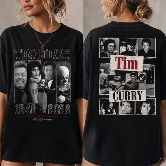 Tim Curry Vintage Bootleg Graphic T-Shirt Retro 90s Movie Legend Tribute Tee