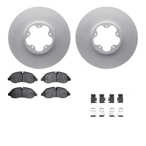 Dynamic Friction Company Front Geospec Brake Rotors with Heavy Duty Brake Pads includes Hardware 4212-99228