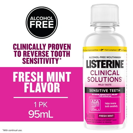 Listerine Clinical Solutions Sensitive Teeth Mouthwash, Mint, 95 mL