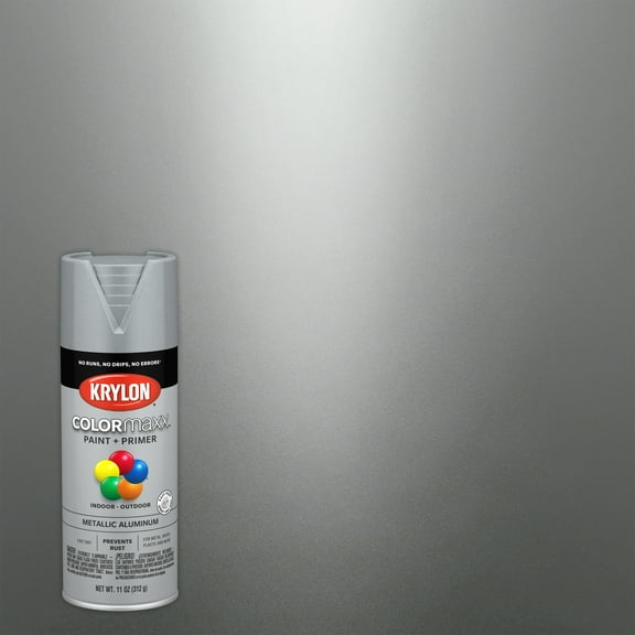 Krylon K05587007 COLORmaxx Metallic Paint, Metallic, Aluminum, 11 oz, Spray Paint, Multi-Surface, (1 Piece, 1 Pack)