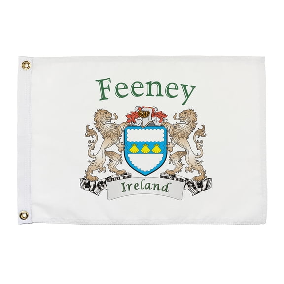 Feeney Irish Coat of Arms Small White Flag - 16"x10.5" inches