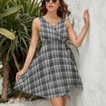 thumbnail image 3 of Black White Grey Simple Scott Plaid Tartan Buffalo Check Dress Summer Street Style Dresses Female Sleeveless Printed Sundress, 3 of 7