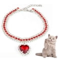 thumbnail image 1 of Feelers Cat Collar Necklace with Heart Rhinestone Pendant, Adjustable Shine Pet Necklace Costume Accessories for Wedding Birthday Party， Pet Necklace for Kittens Puppy Small Dog, Red, S, 1 of 4