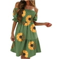 thumbnail image 2 of EGNMCR Robes d'Été Femmes Tendance Robe d'Été pour Femmes Imprimée à Manches Courtes Épaules Froncées, 2 of 5