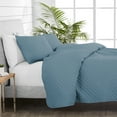 thumbnail image 4 of Bare Home Quilt Set - 3 Piece - Diamond Stitched Bedspread Coverlet - Full/Queen, Coronet Blue, 4 of 4