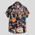 thumbnail image 3 of Camisas De Lino Para Hombre Manga Casual Linen Cotton impreso Blouse Short T camisa hawaiana blusa de Men (Navy, 3XL), 3 of 6