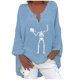 thumbnail image 1 of Camisa tipo cárdigan con cuello en V y botones y estampado informal para mujer, manga larga, para Halloween, 1 of 5