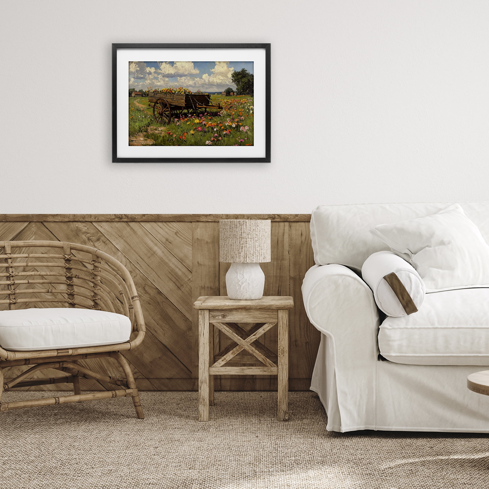 Stupell Industries Wildflower Wagon in Bloom Black Framed Print Under Glass, design by Franklyn Gregory