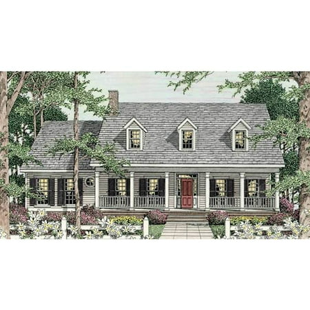 TheHouseDesigners-3643 Country House Plan with Basement Foundation (5 Printed Sets)