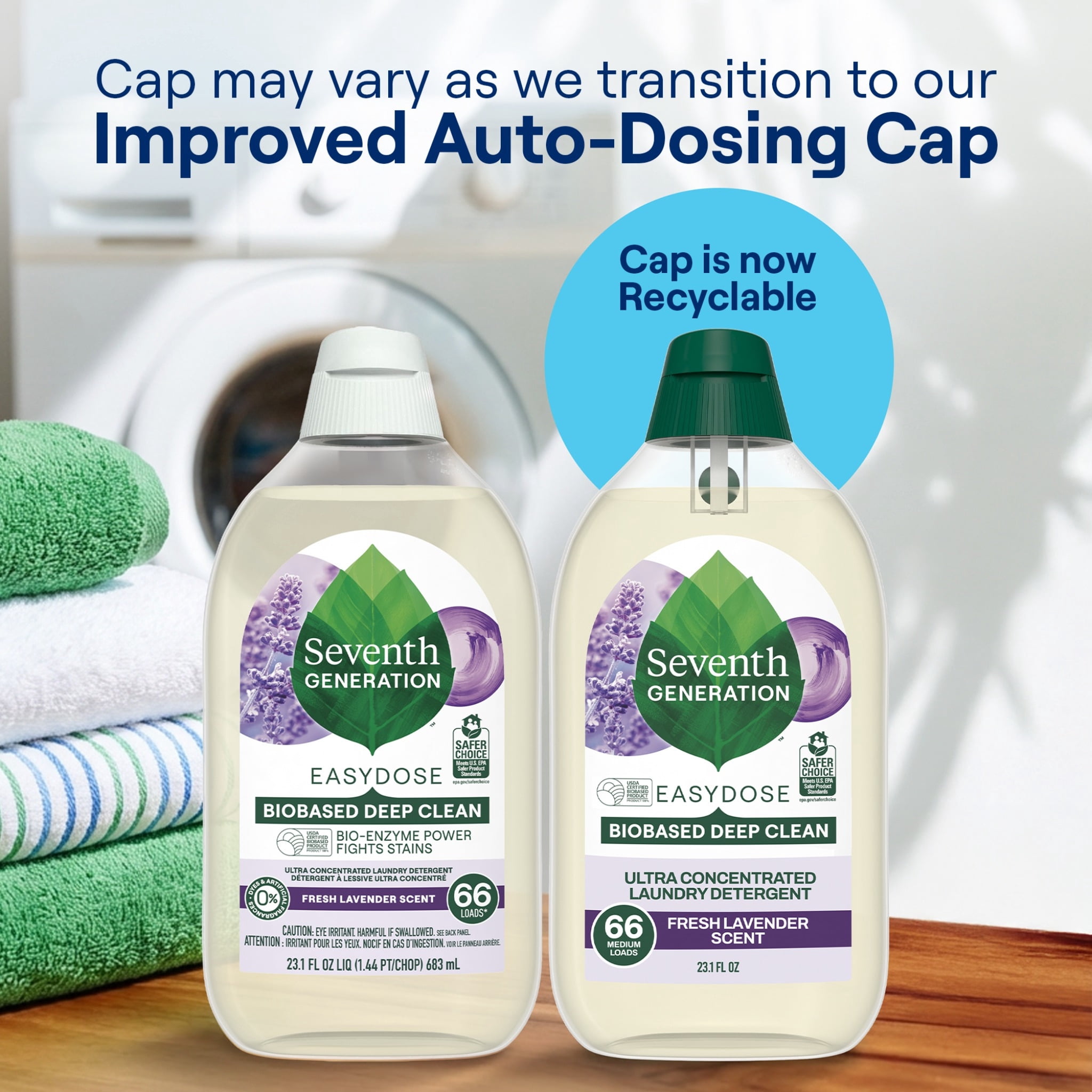 Seventh Generation Easy Dose Concentrated Liquid Laundry Detergent, Lavender, 23 fl oz, 66 Loads
