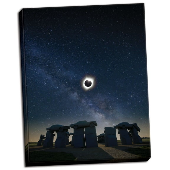Gango Home Decor Vertical Eclipse at Carhenge by Dale O'Dell (Ready to Hang); One 12x16in Hand-Stretched Canvas