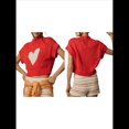 thumbnail image 2 of Suéter de Corta para Mujer, Chaleco, Cuello Alto, Suéteres Cortos, Casual, de Punto con Corazón y Dobladillo Acanalado, Camiseta Holgada Sin Mangas. Rojo S, 2 of 5