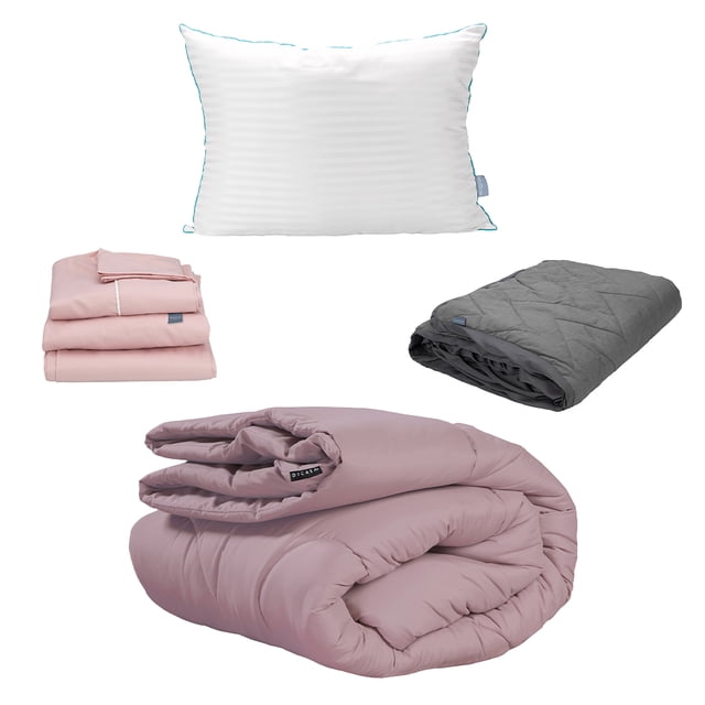 Edredón Individual Homy Lila + Sábanas Royal + Protector Lux + Almohada Royal