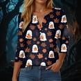 thumbnail image 2 of Godom Halloween Shirts for Women 3/4 Sleeve Tshirts Ghost Graphic V-Neck Tops 2025, 2 of 5