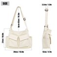 thumbnail image 3 of Spencer Canvas Messenger Bag Large Capacity Hobo Bag Crossbody Shoulder Bag Tote Bag with Multiple Pocket for Women and Men, White, 3 of 10