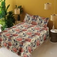 thumbnail image 2 of Ambesonne Floral Fitted & Flat Sheet with Sham 3 Pcs Set, Rustic Pattern Cotton Blooms, Twin XL, Salmon Quartz Camel, 2 of 5
