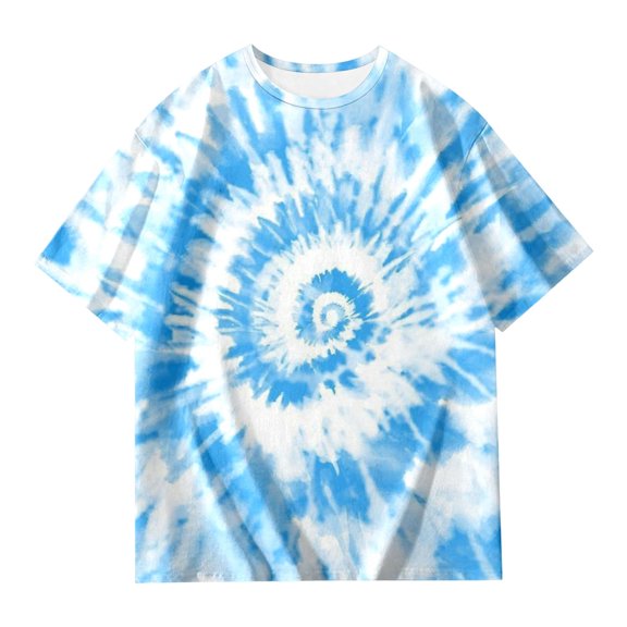 JIAYUE Girls T Shirt With Tie Dye Print And Relaxed Short Sleeve Design For Kids Summer Casual Tee Round Neck Top For Girls Breathable Soft Blend