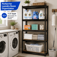 thumbnail image 6 of ZEUKMXOO 5-Tier Heavy Duty Metal Garage Storage Rack Black MDF Utility Shelves for Pantry Basement Warehouse Closet 60"H×27.5"W×11.8"D, 6 of 10