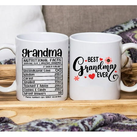 

Familyloveshop LLC Grandma Nutrition Fact Mug Best Grandma Ever Mug Best Mug Ever Mothers Day Gift for Grandma 11oz 15oz Coffee Mug