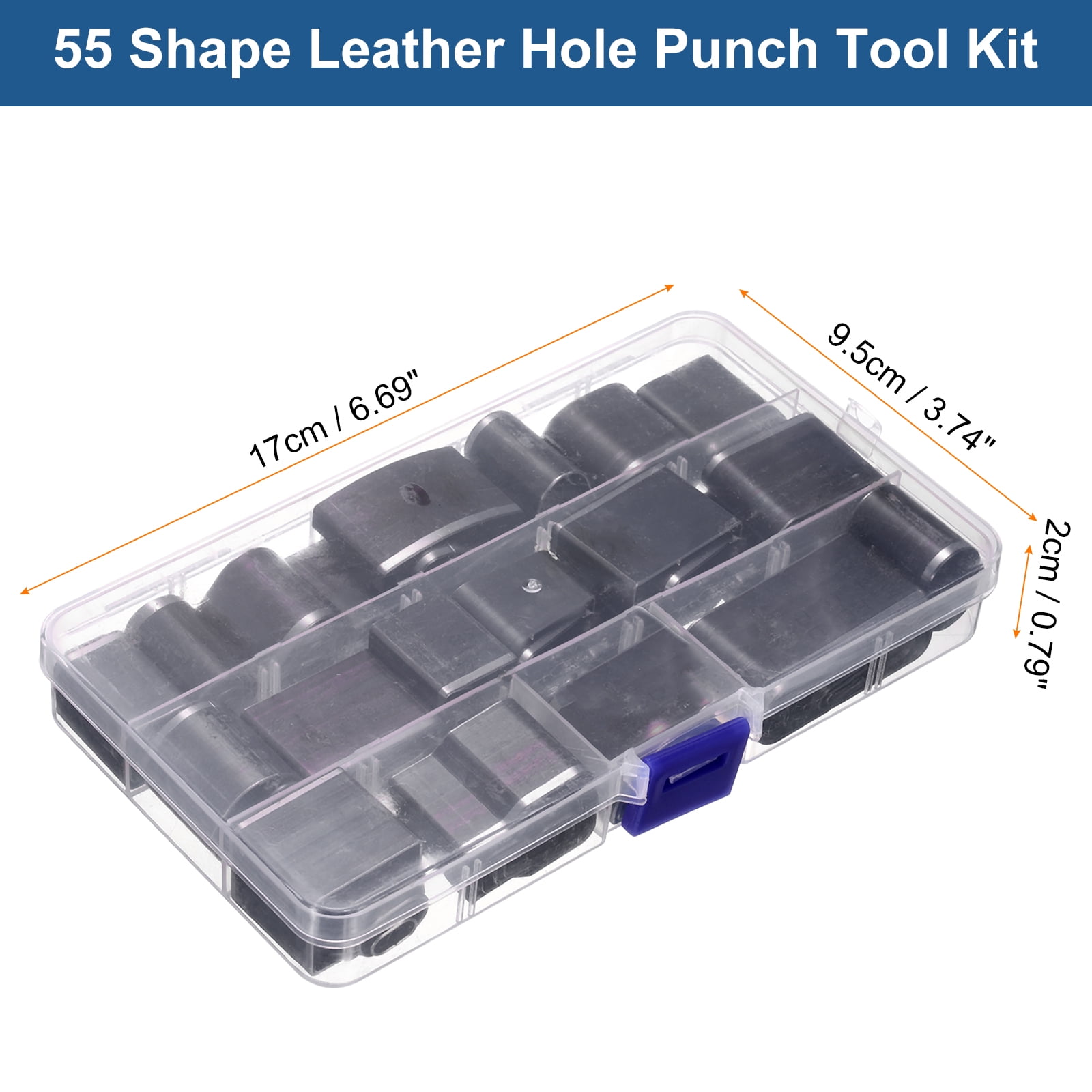 55pcs Leather Hole Punch Tool High Speed Steel Hollow Punch Cutter Tool Multiple Shapes with Storage Case Leather Cutting Dies Kit for Handmade DIY Leather Crafts