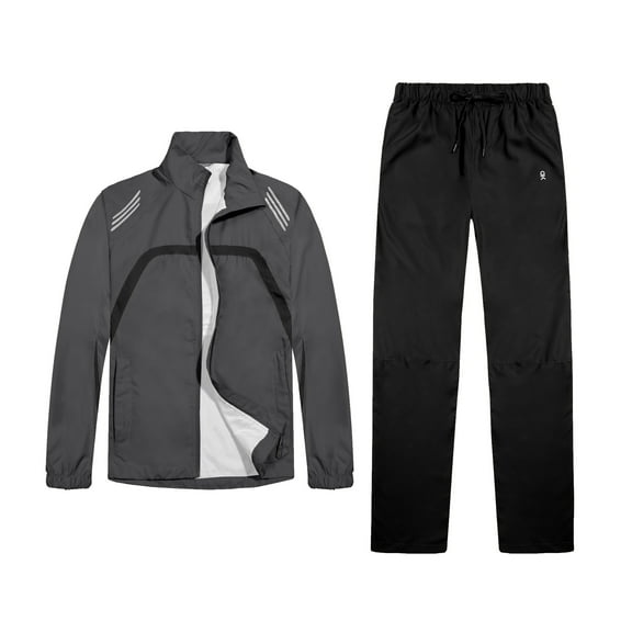 Little Donkey Andy Women Lightweight Running Jacket 2 Pieces Set, Full Zip Track Sports Suits for Cycling, UV Protection (Gray XS)