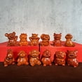 thumbnail image 3 of Ebony carved ornaments of the twelve Chinese zodiac animals: rat, ox, tiger, rabbit, dragon, snake, horse, sheep, monkey, rooster, dog, and pig., 3 of 4