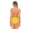 thumbnail image 2 of SWSMCLT Women's Halter Bathing Suit Beach Swimming Sexy Trendy Spandex Padded Bikini Swimsuit Mid Rise Summer Yellow Large, 2 of 4