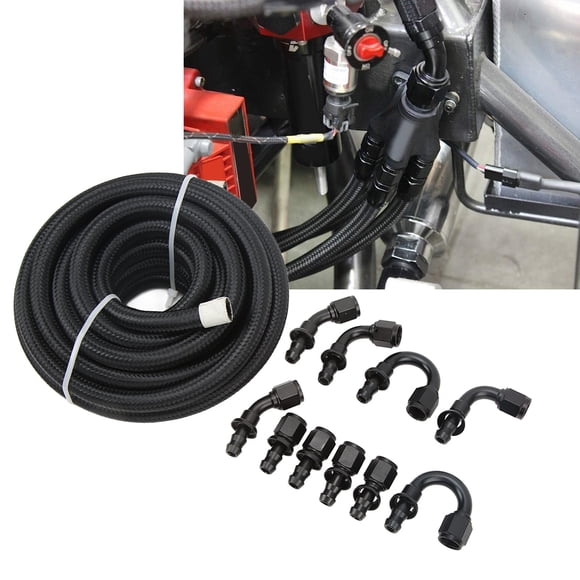 Fuel Line Hose Set, Fuel Line Hose Kit Nylon Stainless Steel Black Rust Proof  for Car