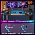thumbnail image 5 of Bestier 58"x27" Gaming Electric Height Adjustable Standing Desk Stand up Desk with Monitor Shelf & LED Lights in Carbon Fiber, 5 of 12