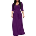 thumbnail image 2 of Zedker Dresses for Women Casual V-Neck 3/4 Sleeve Plus Size Long Maxi with Pockets Purple Plus S, 2 of 6