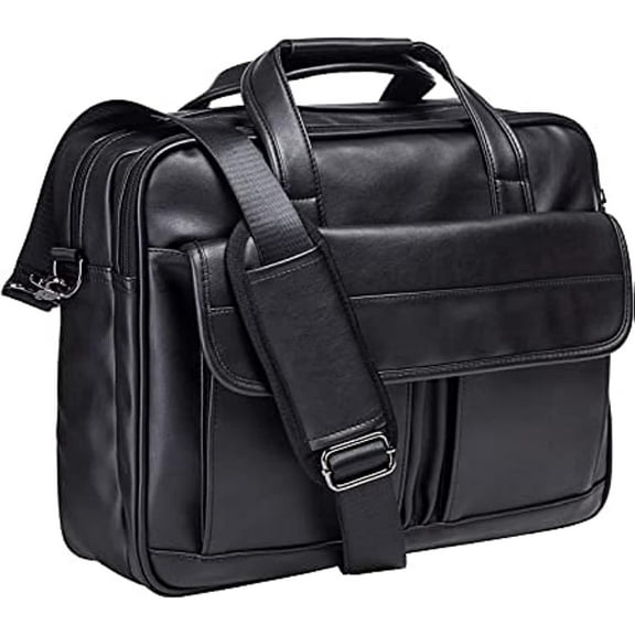 QUARRYUS  Men's leather mailman bag 17.3-inch laptop briefcase business shoulder bag computer tote bag