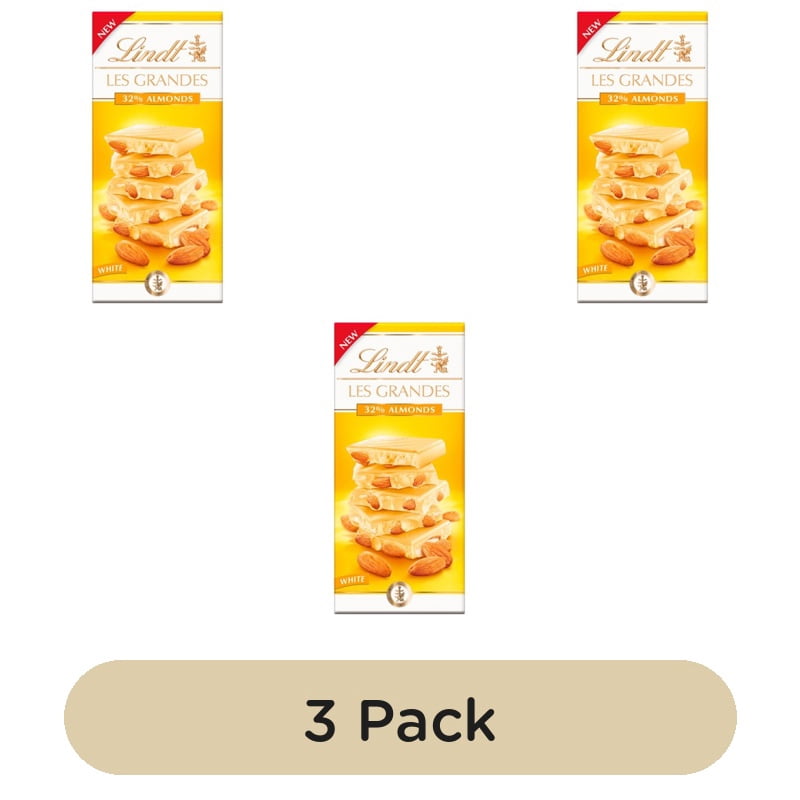 Lindt Les Grandes Almond & White Chocolate Bar 150g, British Import (Pack of 3)