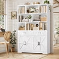 thumbnail image 2 of Hiphuta 71"Tall Bookcases with Drawers & Doors, 47” Wide Large Bookshelf for Home Office 6-Tier Bookshelf , Wooden Book Storage Cabinet for Home Office Living Room, White, 2 of 7