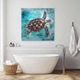 thumbnail image 3 of Coastal Sea Turtle Wall Art Painting on Canvas, Blue Nautical Summer Beach Vintage Canvas Art Home Prints Wall Art Framed Modern Artwork for Living Room Bedroom Wall Decor 16x16in, 3 of 9