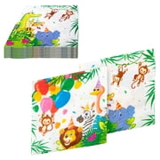 Procos Jungle Animals Birthday Party Kit with Plates, Cups, Napkins, Invitations & Tablecloth – FSC Certified