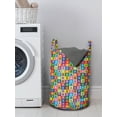 thumbnail image 3 of Skull Laundry Bag, Skull and Crossed Pirate Flags Jolly Roger Inspired Pattern Colorful Design Print, Basket with Handles Drawstring Closure for Laundromats, 13" x 19", Multicolor, by Ambesonne, 3 of 4