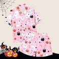 thumbnail image 7 of Ruyelune Pink Halloween Clothing Women's Halloween Pajamas Pumpkin Ghost Pjs Button Down 2 Piece Lounge Set S, 7 of 7