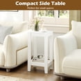 thumbnail image 3 of Giantex Tall Nightstand, 2-Tier End Table w/Wooden Legs, Sofa Bedside Table for Small Spaces, White, 3 of 5