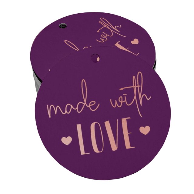 Inkdotpot Made With Love Text Bottle Tag Real Rose Gold Foil Favor Hang Tags Pack Of 100