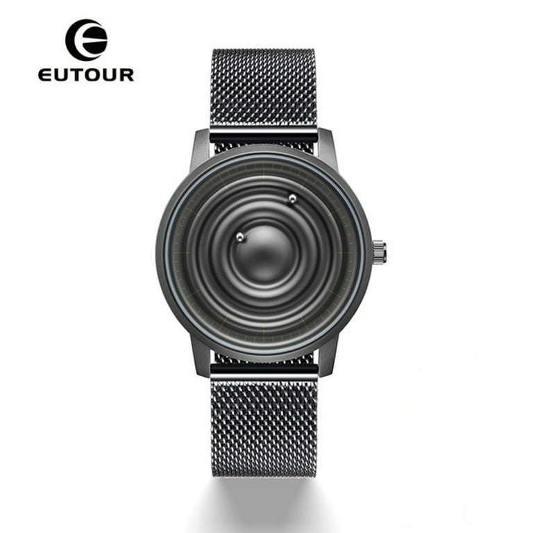 Eutour Black Men s Watch Magnetic Ball Luxury Men Quartz Stainless