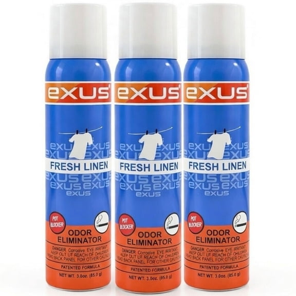 Exus Odor Eliminator & Air Freshener Spray For Strong Odor - 3.0 Oz. (3 Pack - 9.0 Oz.) (Fresh Linen)