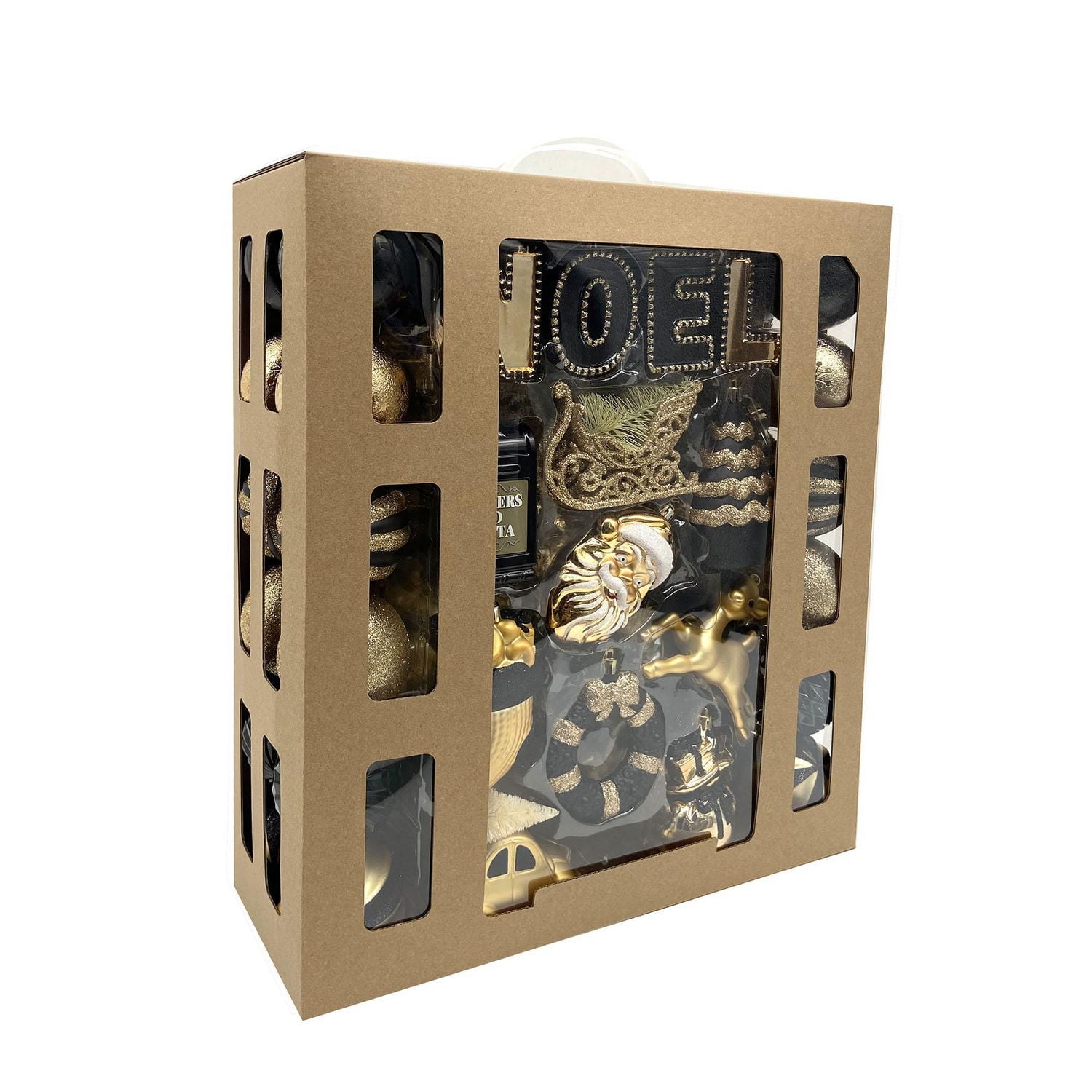 Lot de 50 décorations emblématiques de Noël incassables, noir/or 50 pièces