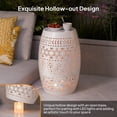 thumbnail image 5 of 9.4" Steel Patio End Table Round Hollow Drum Side Table Accent Table for Indoor and Outdoor, White, 5 of 10