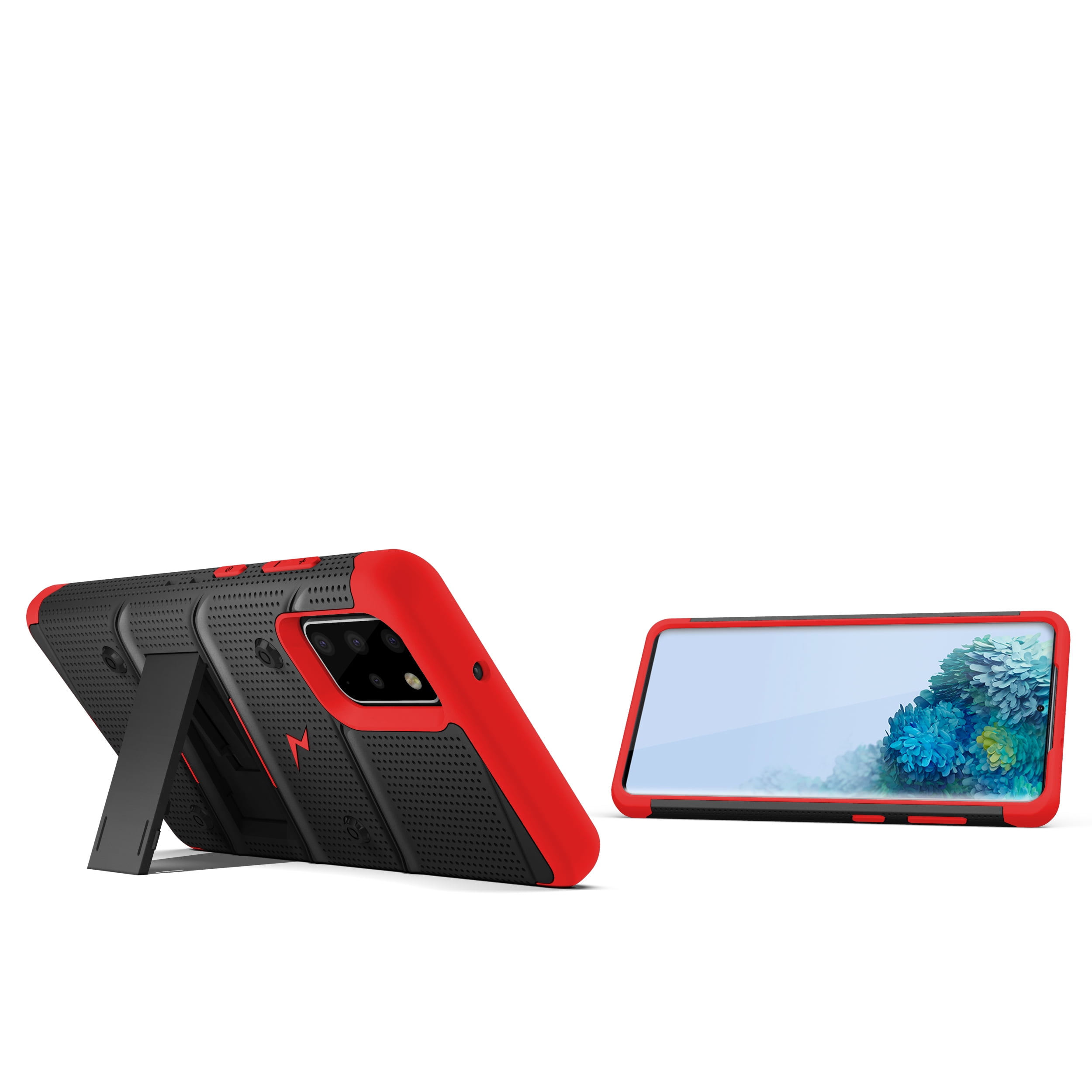 ZIZO BOLT Series for Galaxy S20 Plus Case with Kickstand Holster Lanyard - Black & Red