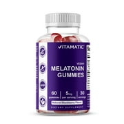 Vitamatic Melatonin Gummies for Kids & Adults - (2.5mg 5mg & 10mg Doses) - 60 Vegan Gummies - Natural Sleep Aid Supplement