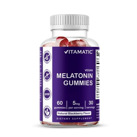 Vitamatic Melatonin Gummies for Kids & Adults - (2.5mg 5mg & 10mg Doses) - 60 Vegan Gummies - Natural Sleep Aid Supplement