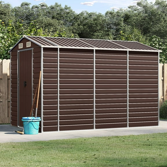 vidaXL Garden Shed Brown Galvanized Steel 75.2 x 118.1 x 78.0 in