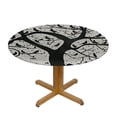 thumbnail image 3 of HAOXIT Abstract Round Fitted Tablecloth with Elastic Edge, Monochrome Autumn Season Tree Print Polyester Table Cover, Fits Round Table, for Wedding Party Dining Banquet, Black and White 46-50, 3 of 8